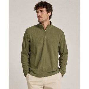 Unbranded Quarter Zip Pullover Mens 4XL Olive Green Ribbed Corduroy Style Knit